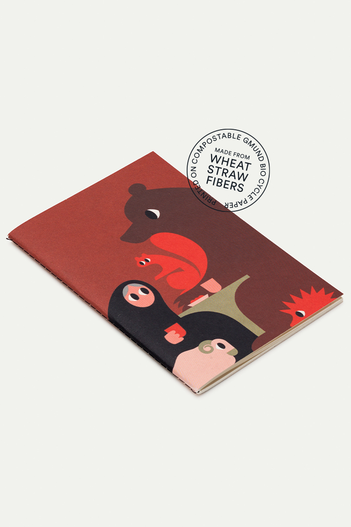 Blank sketchbook made from wheat straw fibers - Squirrel illustration - yiayia and friends